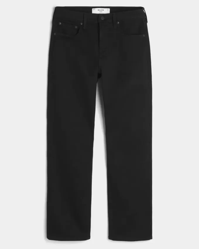 Jeans dritti neri anti-sbiadimento