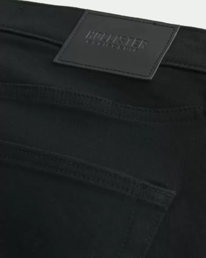 Jeans dritti neri anti-sbiadimento