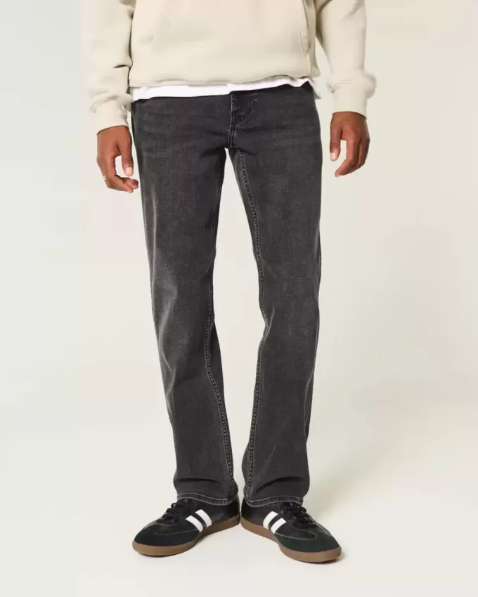 Jeans dritti neri lavati