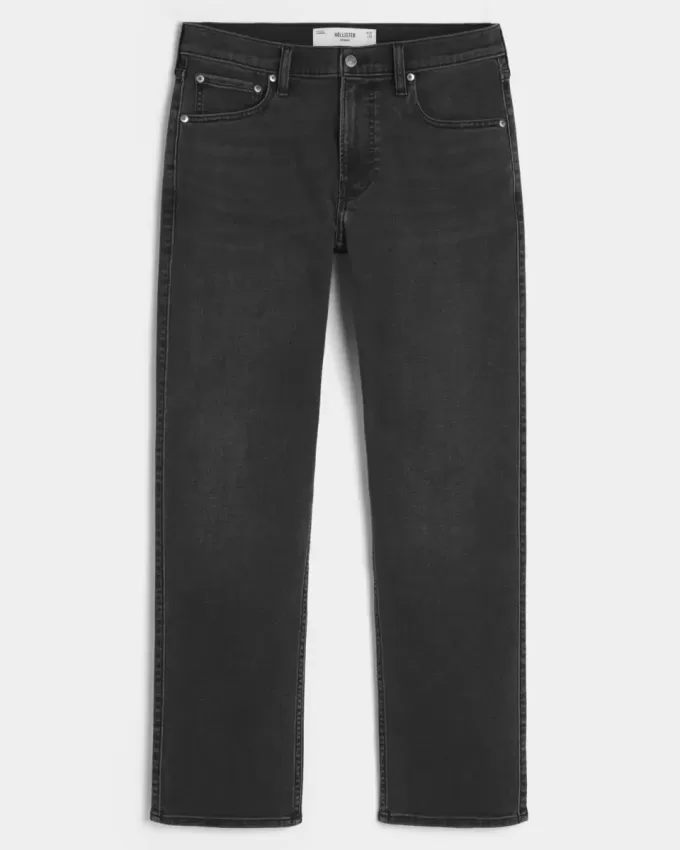 Jeans dritti neri lavati