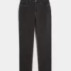 Jeans dritti neri lavati a vita alta Curvy
