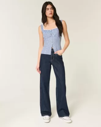 Jeans larghi a vita alta con lavaggio medio