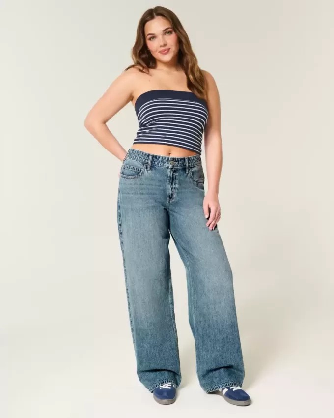 Jeans larghi a vita alta
