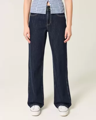 Jeans larghi a vita alta con lavaggio medio