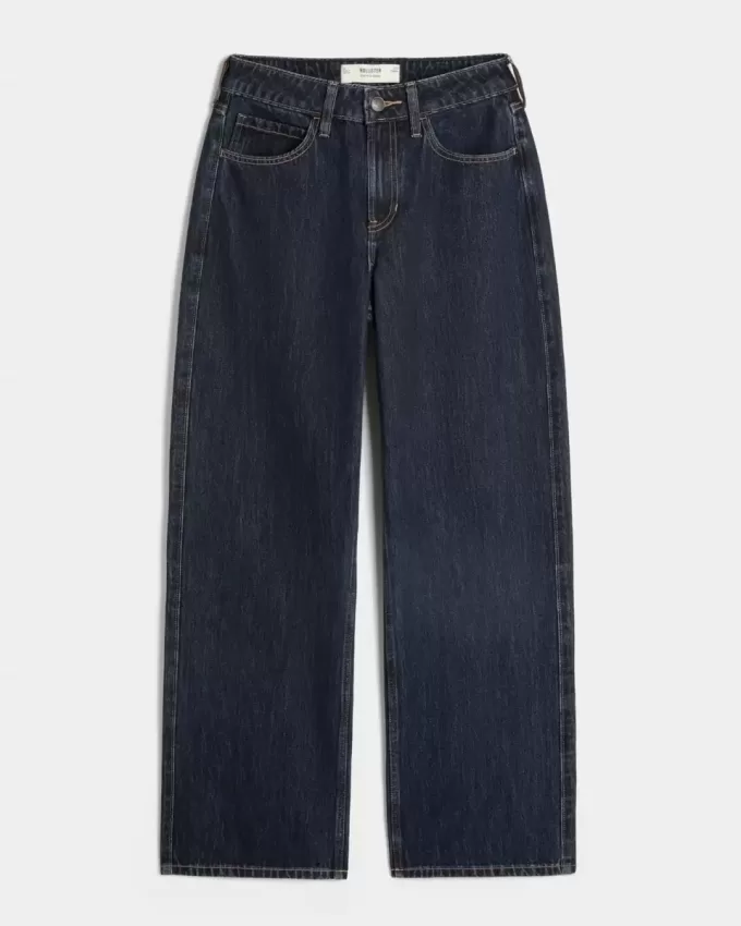 Jeans larghi a vita alta con lavaggio medio