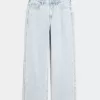 Jeans larghi a vita alta con lavaggio chiaro
