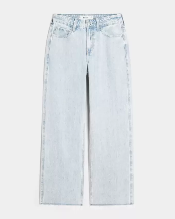 Jeans larghi a vita alta con lavaggio chiaro