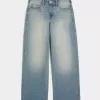 Jeans larghi a vita alta con lavaggio medio