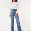 Jeans larghi a vita alta con lavaggio medio