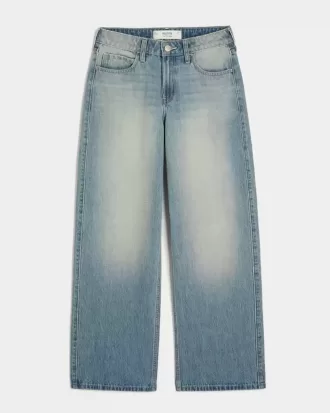Jeans larghi a vita alta con lavaggio medio