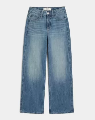 Jeans larghi a vita alta con lavaggio medio