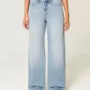 Jeans larghi a vita alta con lavaggio medio
