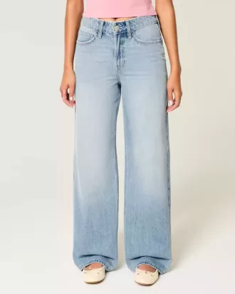 Jeans larghi a vita alta con lavaggio medio