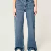 Jeans larghi a vita alta con lavaggio medio