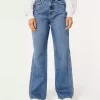 Jeans larghi a vita alta con lavaggio medio