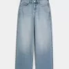 Jeans larghi a vita alta con lavaggio medio