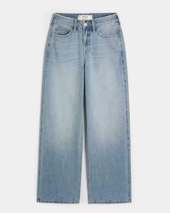 Jeans larghi a vita alta con lavaggio medio