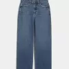 Jeans larghi a vita alta con lavaggio medio