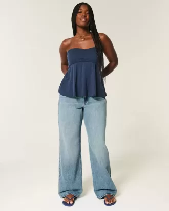 Jeans larghi a vita alta e curvy