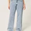 Jeans larghi a vita alta e lavaggio medio con effetto curvy
