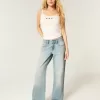 Jeans larghi a vita bassa con lavaggio chiaro