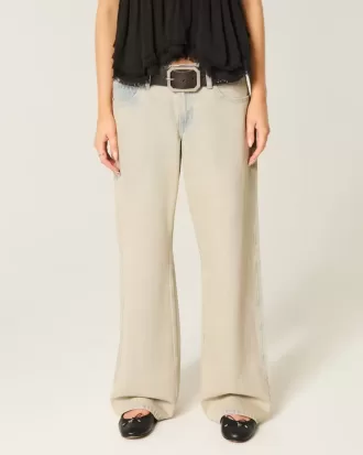 Jeans larghi a vita bassa con lavaggio chiaro