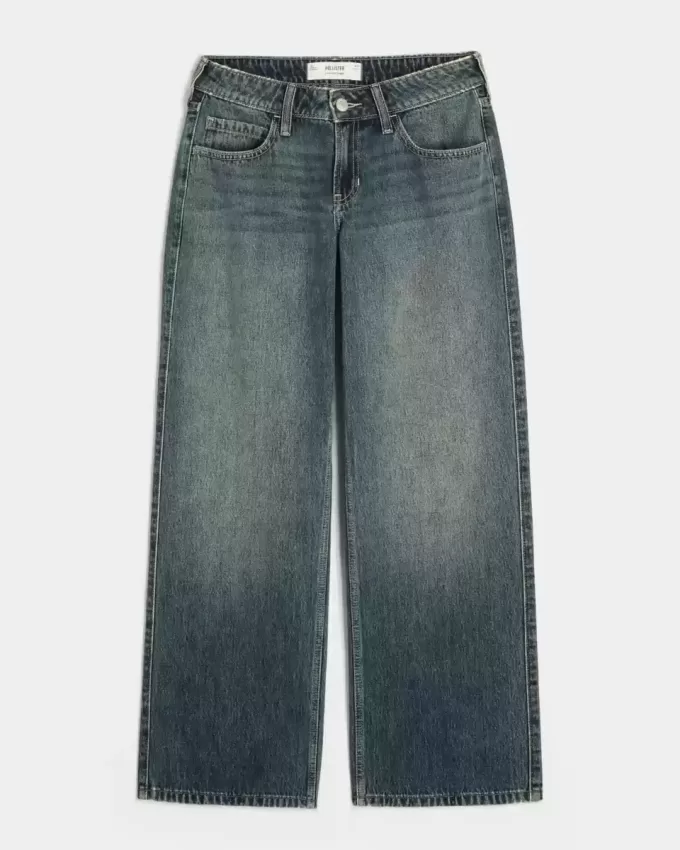 Jeans larghi a vita bassa con lavaggio medio