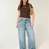 Jeans larghi a vita bassa con lavaggio medio