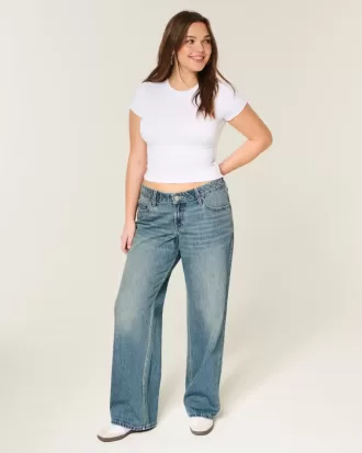 Jeans larghi a vita bassa con lavaggio medio