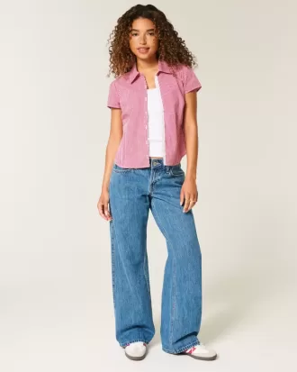 Jeans larghi a vita bassa con lavaggio medio