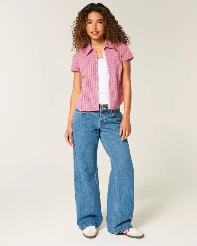 Jeans larghi a vita bassa con lavaggio medio