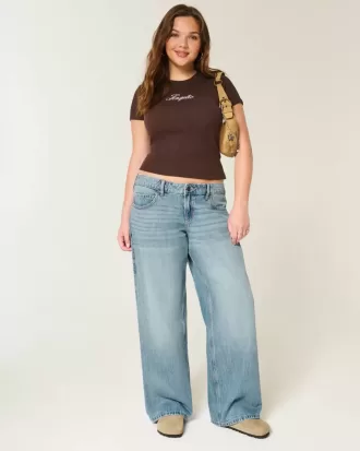 Jeans larghi a vita bassa con lavaggio medio