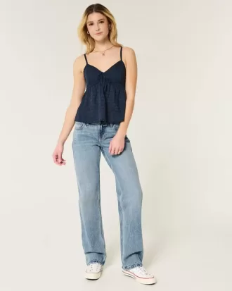 Jeans larghi a vita bassa con lavaggio medio