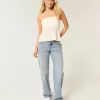 Jeans larghi a vita bassa con lavaggio medio