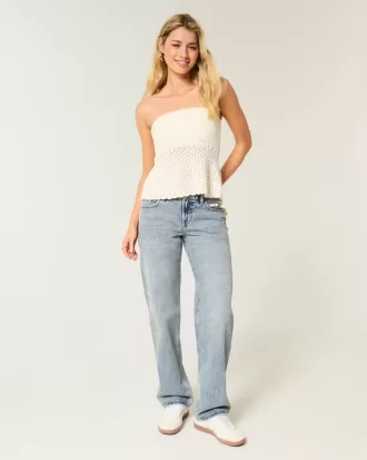 Jeans larghi a vita bassa con lavaggio medio