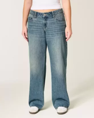 Jeans larghi a vita bassa con lavaggio medio