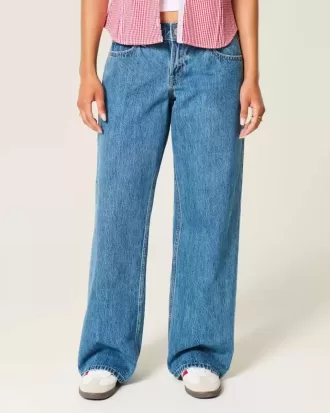 Jeans larghi a vita bassa con lavaggio medio