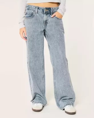 Jeans larghi a vita bassa con lavaggio medio