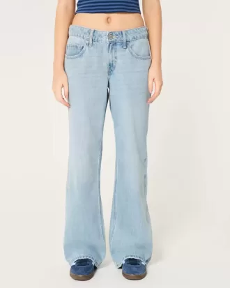 Jeans larghi a vita bassa con lavaggio medio