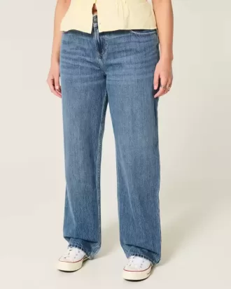 Jeans larghi a vita bassa con lavaggio medio