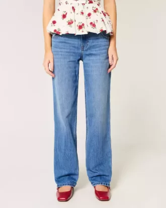 Jeans larghi a vita bassa con lavaggio medio