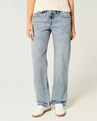 Jeans larghi a vita bassa con lavaggio medio