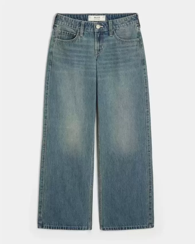 Jeans larghi a vita bassa con lavaggio medio