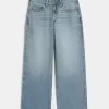 Jeans larghi a vita bassa con lavaggio medio