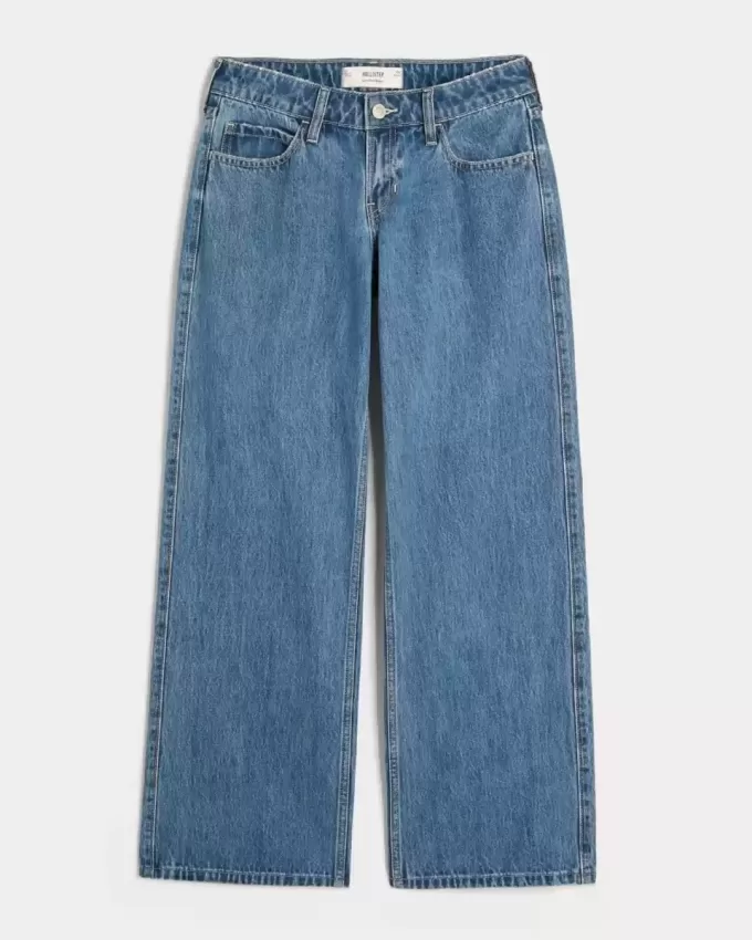 Jeans larghi a vita bassa con lavaggio medio