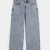 Jeans larghi a vita bassa con lavaggio medio