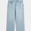 Jeans larghi a vita bassa con lavaggio medio