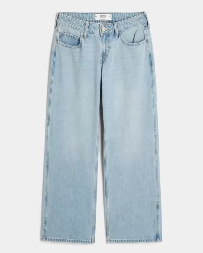 Jeans larghi a vita bassa con lavaggio medio