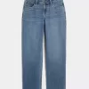 Jeans larghi a vita bassa con lavaggio medio