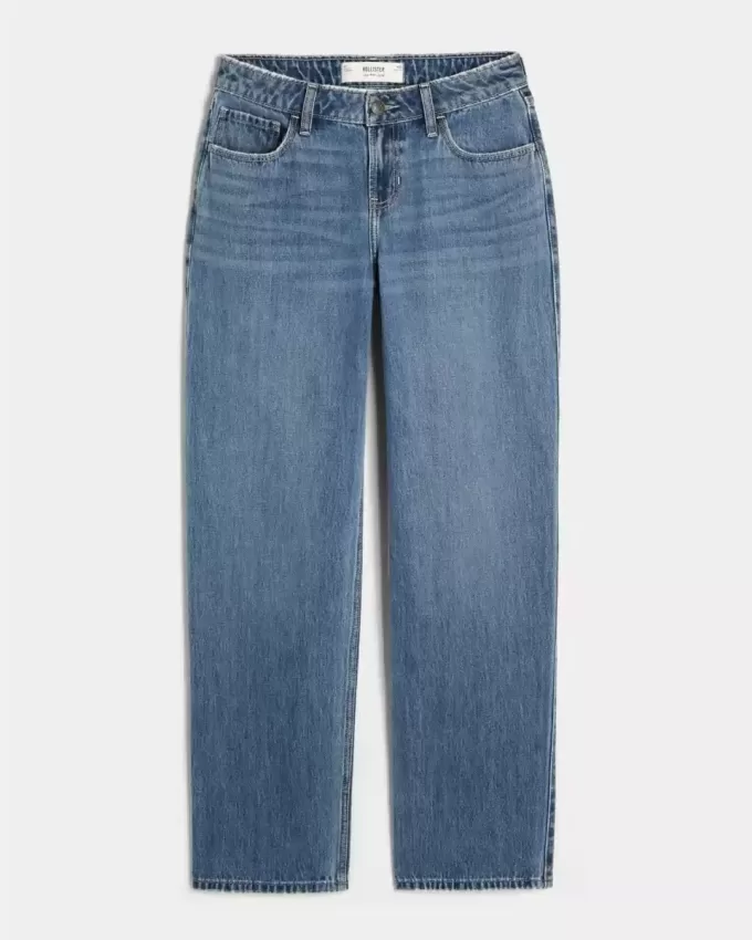 Jeans larghi a vita bassa con lavaggio medio